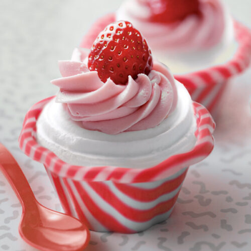 red striped gelato cup