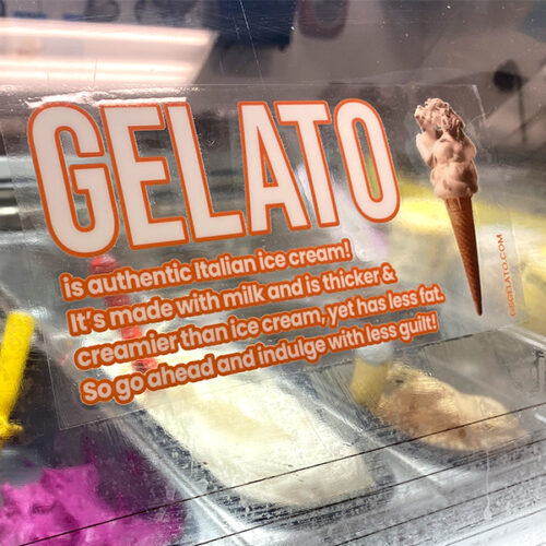 gelato glass cling dipping cabinet sign