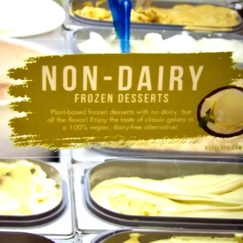 non-dairy frozen dessert display case glass cling