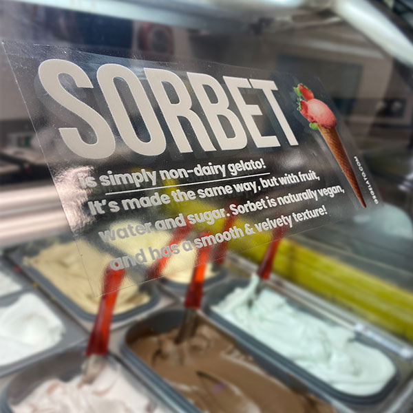 sorbet glass cling for gelato display cases