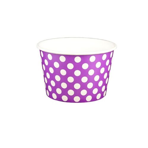 8 oz. purple polka dot paper gelato cup